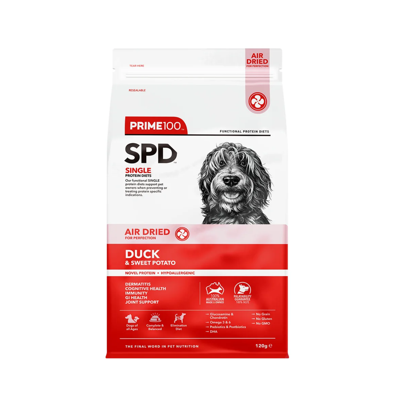 Prime100 SPD Air Dried Duck & Sweet Potato Dry Dog Food - 120g