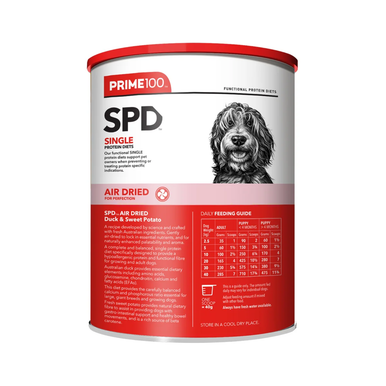 Prime100 SPD Air Dried Duck & Sweet Potato Dry Dog Food - 600g