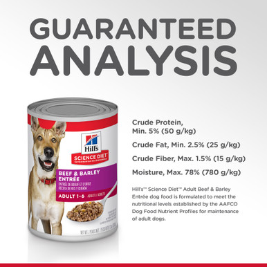 Hill's Science Diet Adult Beef & Barley Entrée Wet Dog Food (12 x 370g cans)