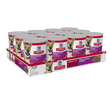 Hill's Science Diet Adult Beef & Barley Entrée Wet Dog Food (12 x 370g cans)