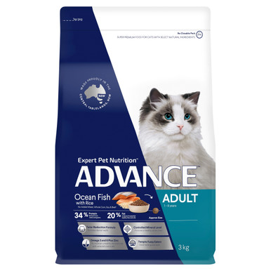 Advance Adult Ocean Fish with Rice Dry Cat Food - 3kg bag