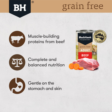 Black Hawk Grain Free Adult All Breed Beef Wet Dog Food (12 x 400g cans)