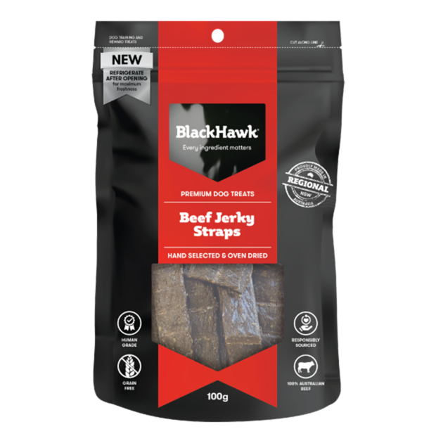 Black Hawk Beef Jerky Straps Dog Treats (100g pack)