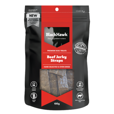 Black Hawk Beef Jerky Straps Dog Treats (100g pack)