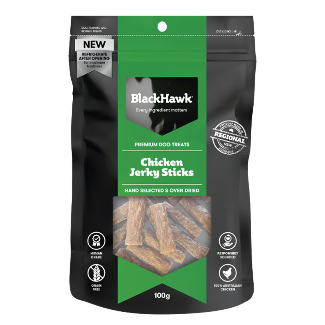 Black Hawk Chicken Jerky Sticks Dog Treats (100g pack)