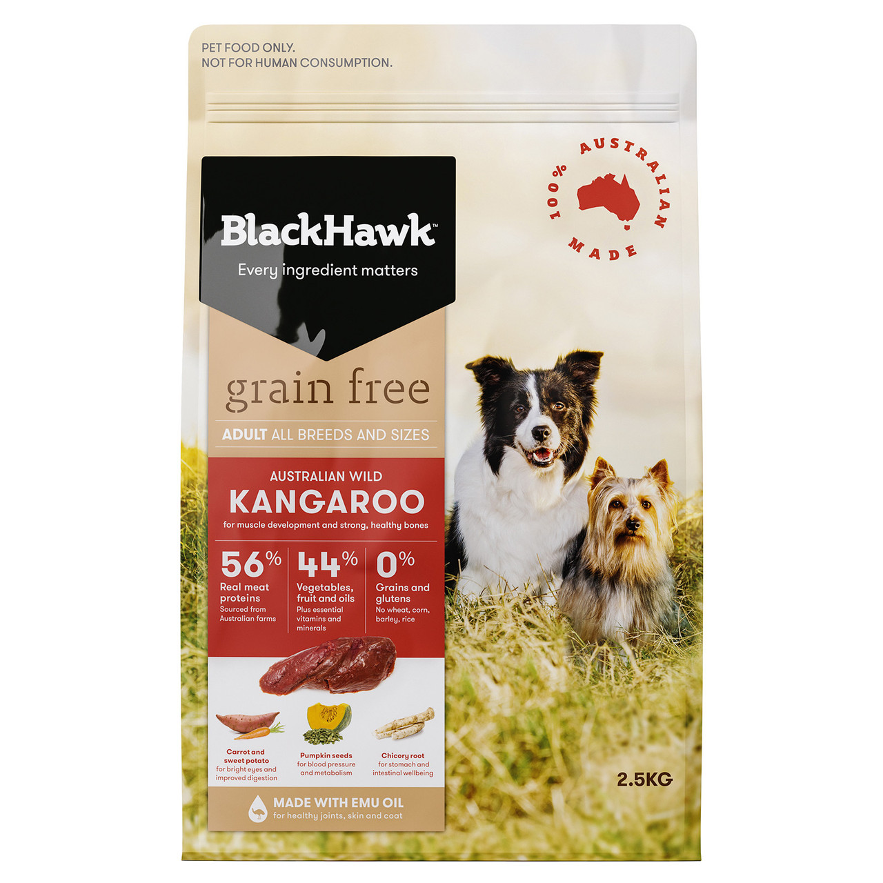 Black Hawk Grain Free Adult Kangaroo Dry Dog Food - 2.5kg bag