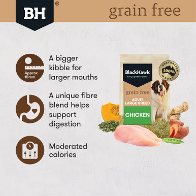 Black Hawk Grain Free Adult Large Breed Chicken Dry Dog Food (15kg bag)