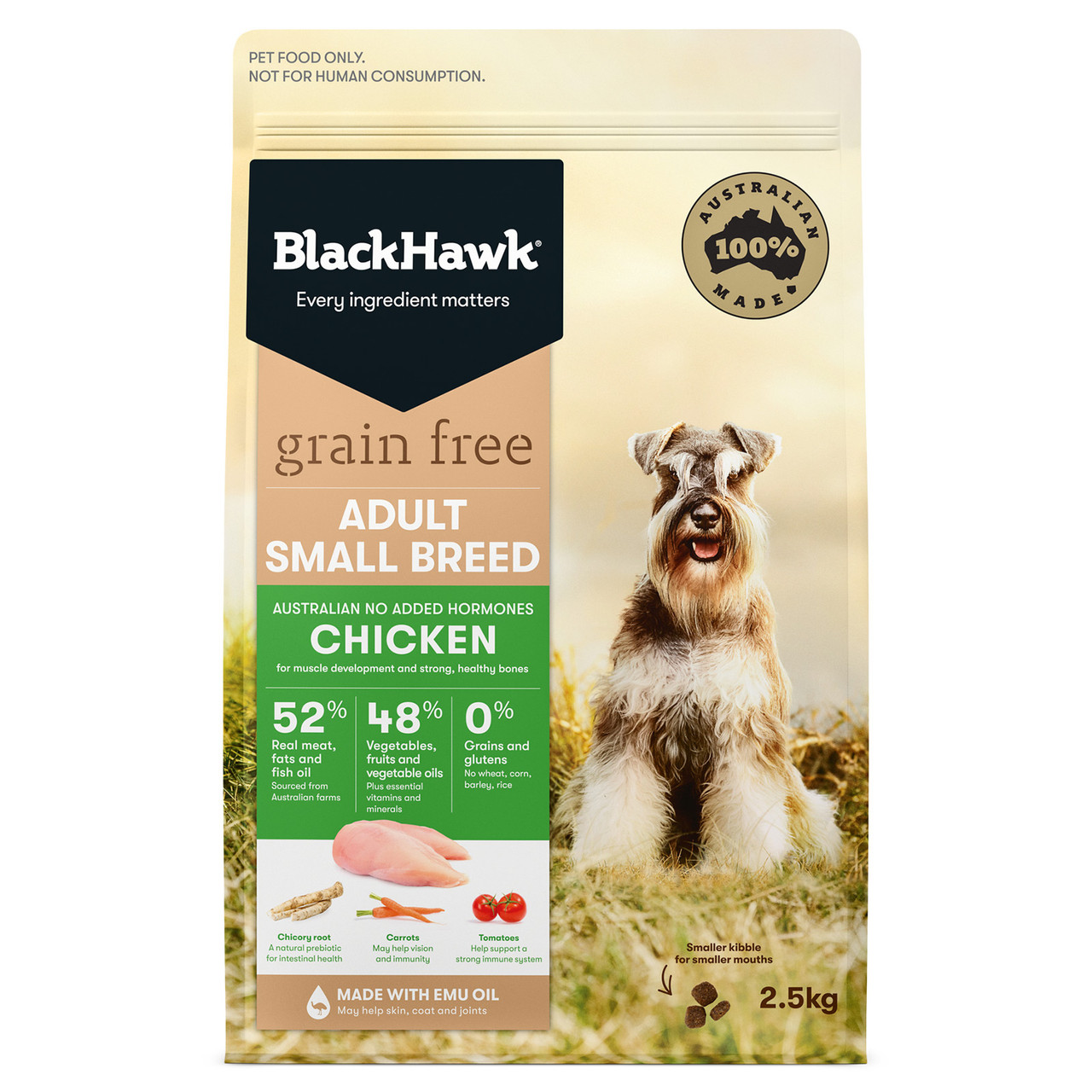Black Hawk Grain Free Adult Small Breed Chicken Dry Dog Food - 2.5kg bag