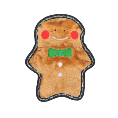 ZippyPaws Holiday Z-Stitch Gingerbread Man Plush Squeaker Toy for Dogs