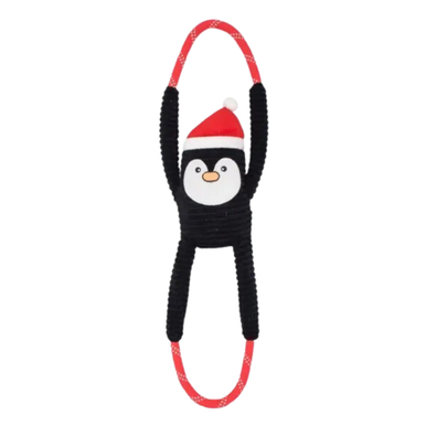 ZippyPaws Holiday RopeTugz Penguin Interactive Durable Rope Toy for Dogs