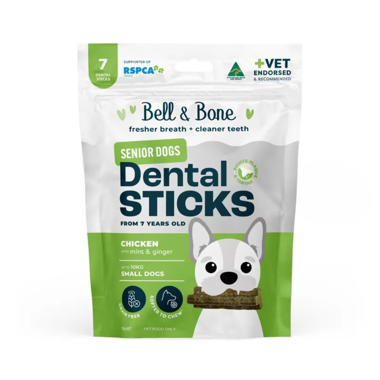 Bell & Bone Senior Dental Sticks for Dogs - Chicken, Mint & Ginger