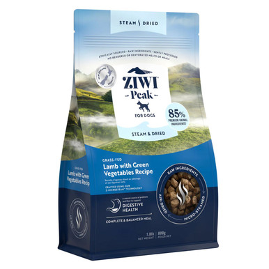 Ziwi Peak Steam & Dried Grass-Fed Lamb with Green Vegetables Dry Dog Food
