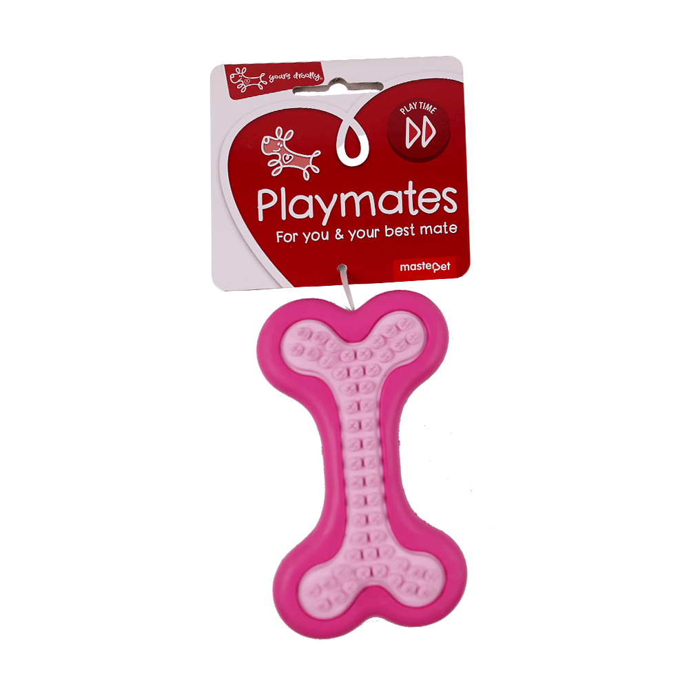 Yours Droolly Playmates Teethers Dental Bone Massager Pink (Medium)