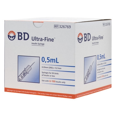 BD Ultra-Fine 29G Insulin Syringes 0.5ml 100IU/ml 326769 (old packaging)