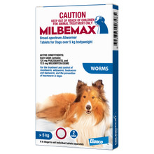Milbemax Allwormer Tablets For Large Dogs 5kg-25kg - 2 tablet pack