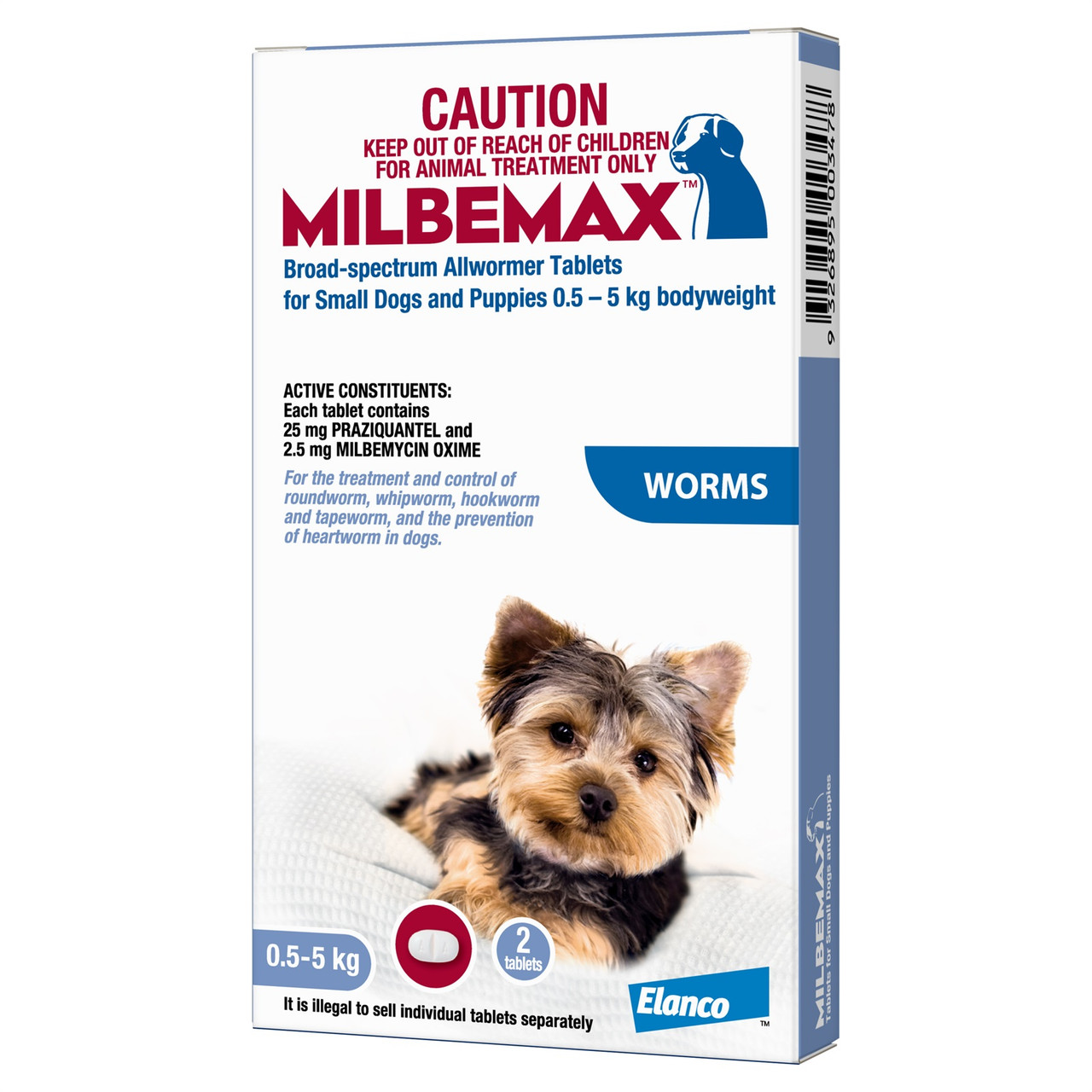 Milbemax Allwormer Tablets For Small Dogs 0.5kg-5kg - 2 tablet pack