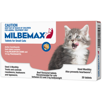 Milbemax Allwormer Tablets For Small Cats 0.5kg-2kg - 20 tablet pack