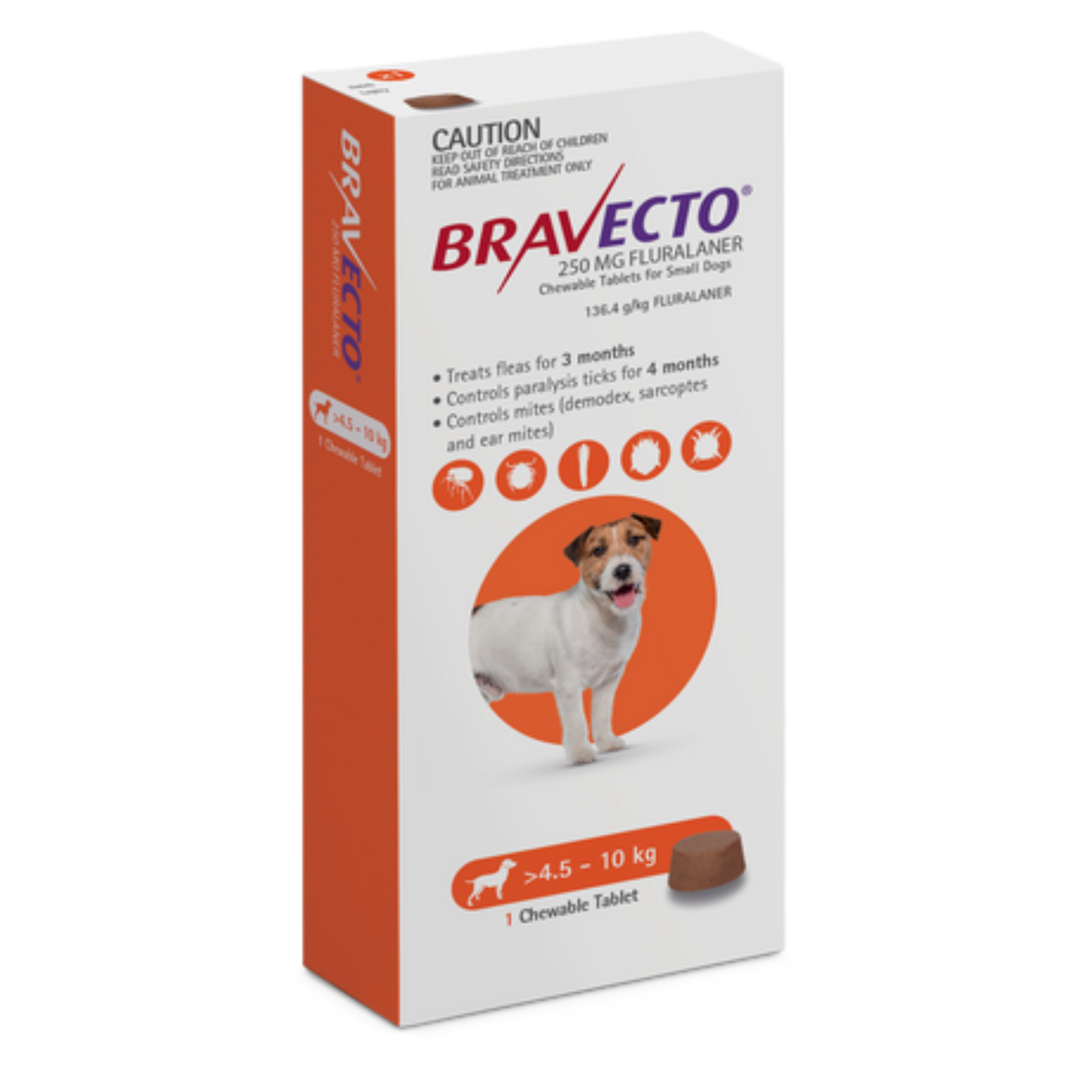 Bravecto 3 Month Chews Orange 4.5-10kg Small Dog