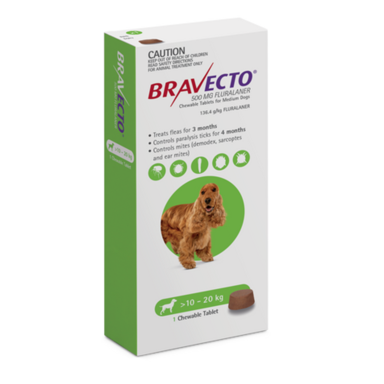 Bravecto 3 Month Chews Green 10-20kg Medium Dog