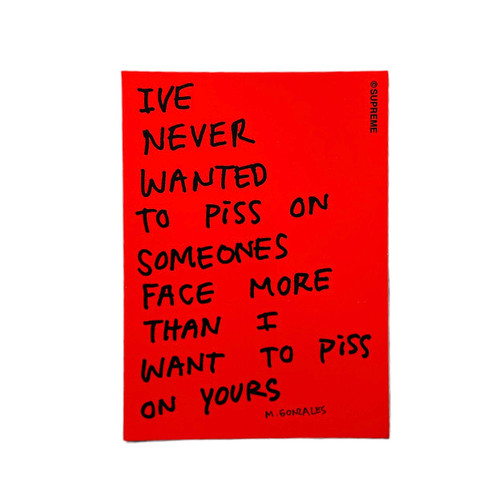 Supreme Mark Gonzales R. Kelly Piss Face Sticker Red FW13