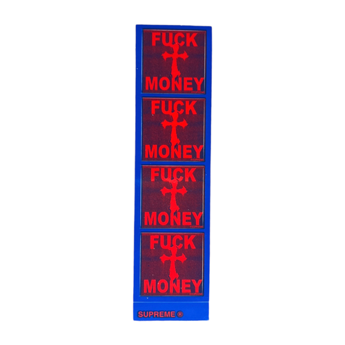 Supreme Fuck Money Sticker Blue & Red FW24
