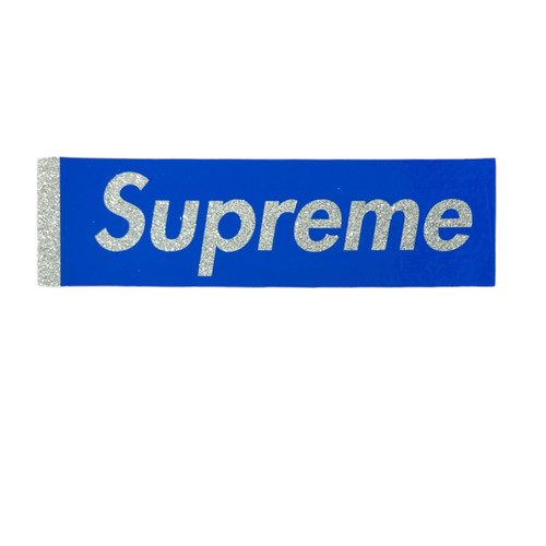 Supreme Glitter Box Logo Sticker Blue SS16