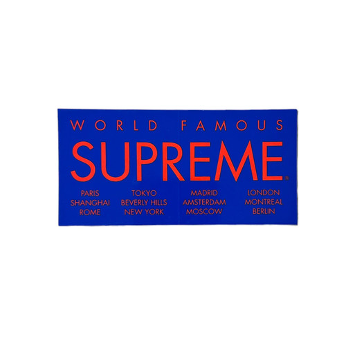 Supreme World Famous International Sticker Blue SS15