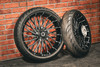 21x5.5" / 18x5.5 BLACK DOUBLE CUT DIRTY SPOKE PAIR (2014-2023 HD TOURING)