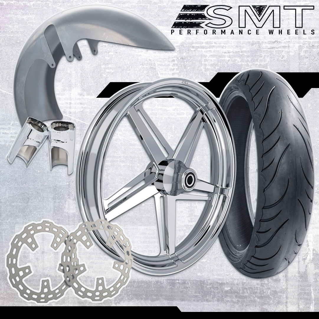 18x5.5 Harley-Davidson Chrome Fat Tire Bagger Kit - SMT Wheels