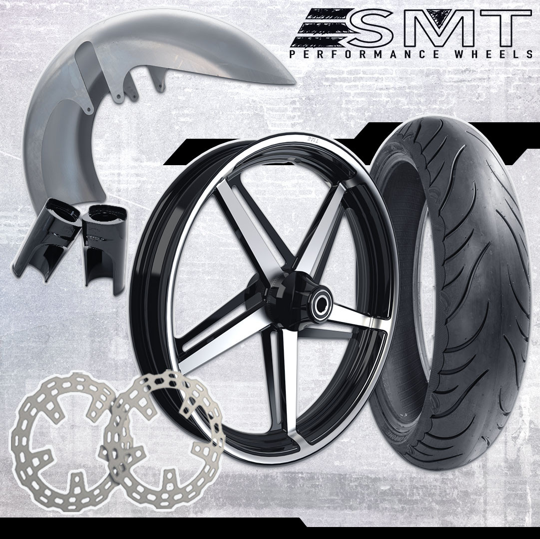 18x5.5 Harley-Davidson Black Double Cut Fat Tire Bagger Kit - SMT