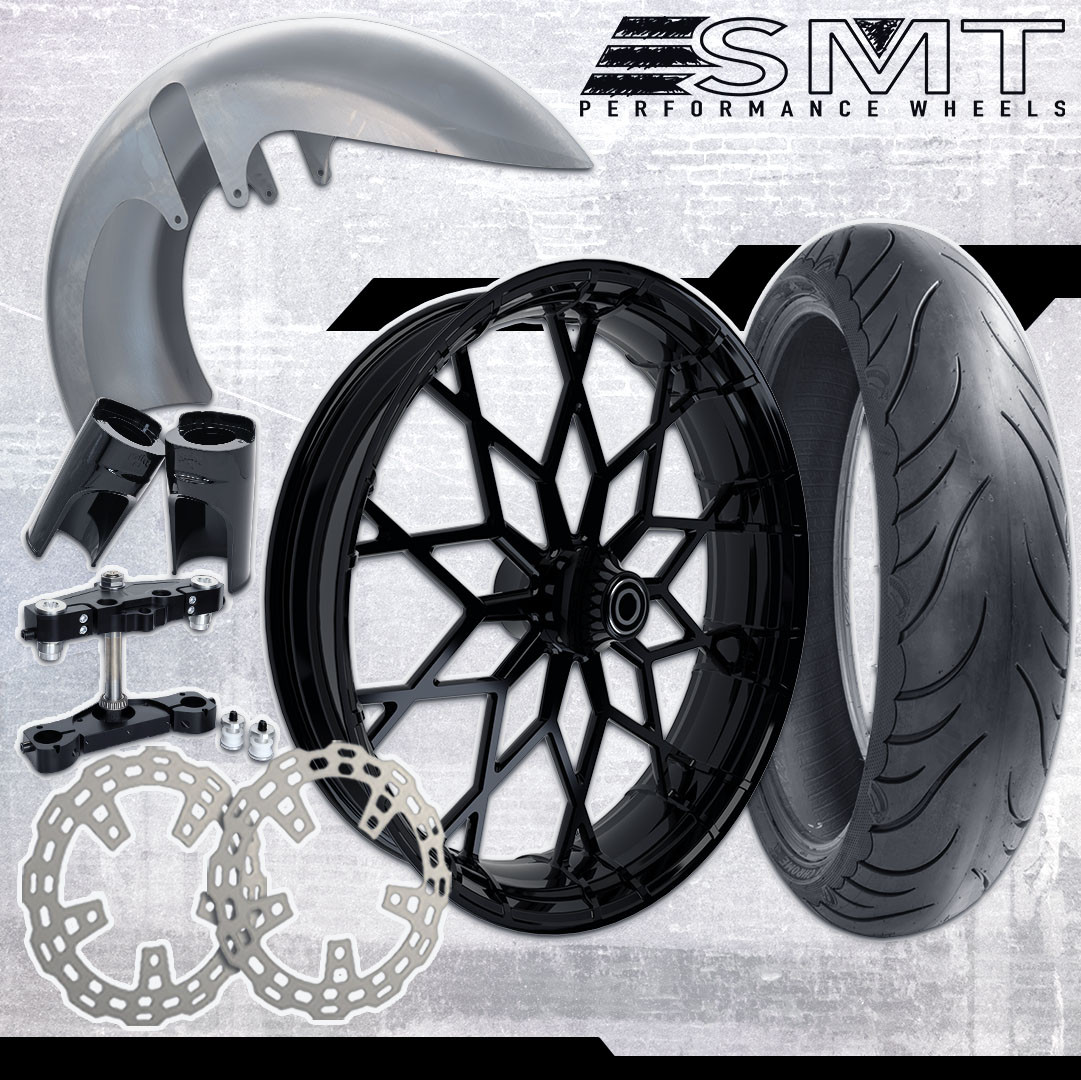 21x5.5 Harley-Davidson Black Fat Tire Bagger Kit - SMT Wheels