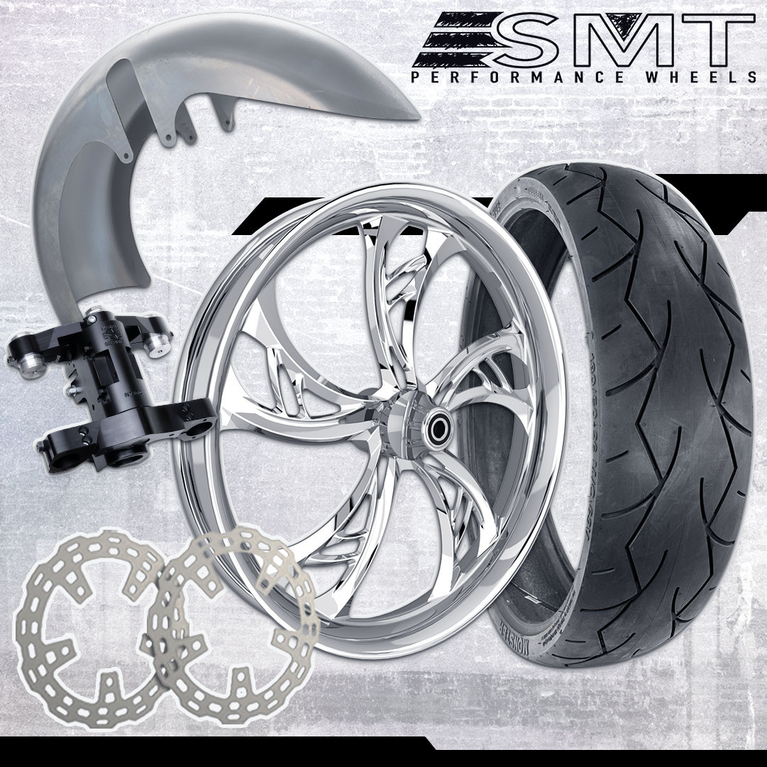26x5.5 Harley-Davidson Chrome Fat Tire Bagger Kit - SMT Wheels