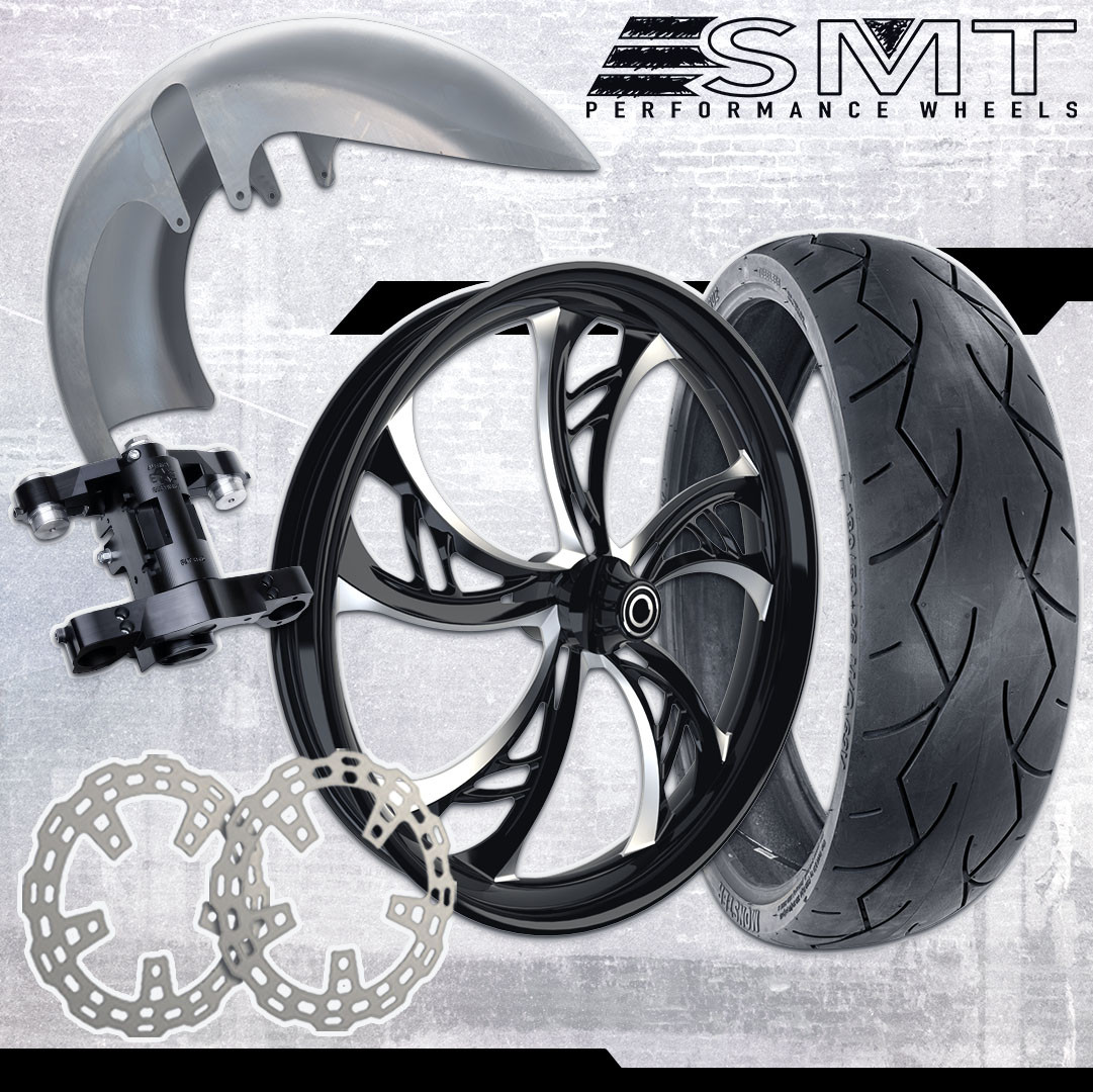 26x5.5 Harley-Davidson Black Double Cut Fat Tire Bagger Kit - SMT