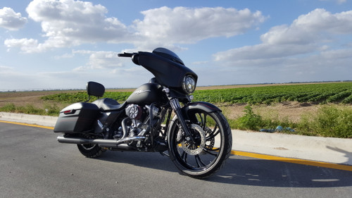 21 Inch V Arm Black Double Cut Harley Wheel