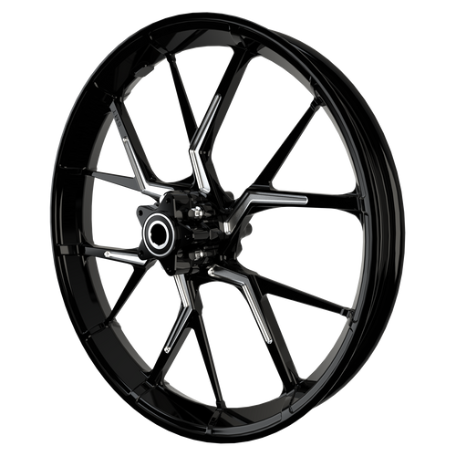 PS.02 Harley Softail | Dyna | Sportster Black Double Cut Wheels