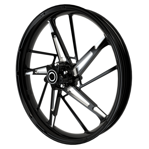 PS.08 Harley Softail | Dyna | Sportster Black Double Cut Wheels
