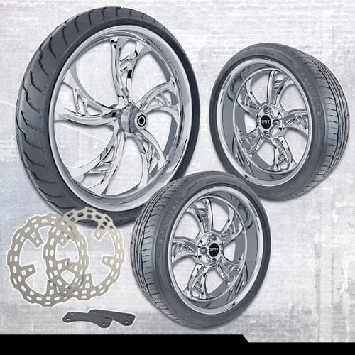 21x3.25"/18x7" Harley-Davidson Hennessy Chrome Trike Kit