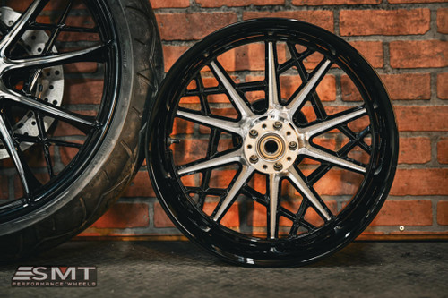 23x5.5" / 18X5.5" BLACK DOUBLE CUT 3D STILETTO PAIR (2009-2023 HD TOURING)