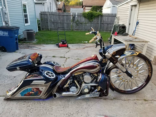 Gasser Harley Softail, Dyna, Sportster Chrome Wheel on a motorcycle