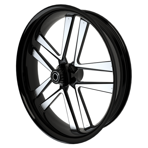 GT5 Bulldog Fat Tire Black Wheels with Chrome Aluminum Insert