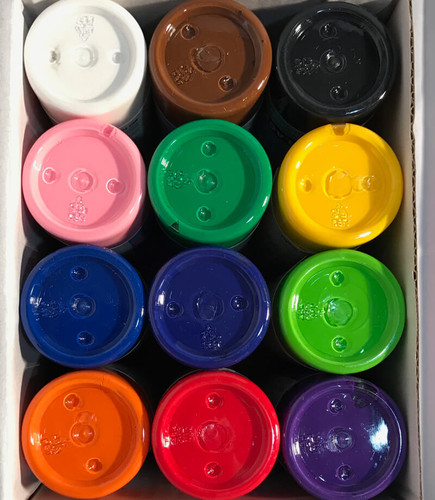 The 12 2oz acrylic paints included int he COOLERSbyU Acrylic Paint set are great colors for any masterpiece