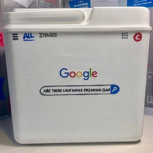 Here's an example of how to use the google sticker on a painted cooler