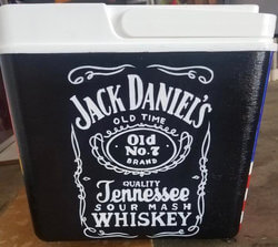 coolersbyu painted fraternity cooler with jack daniels logo