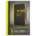 Zips Bible NLT- Canvas, Charcoal/Yellow