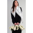 White Scarf with Black Embroidery