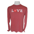 Long Sleeve LOVE T-Shirt; Crimson