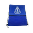 Drawstring Royal Blue backpack w/Crest w/pocket