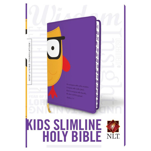 Kids Slimline Bible NLT- LeatherLike, Purple/Yellow Owl TuTone, Red Letter