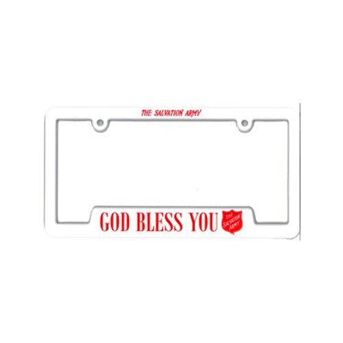 "God Bless You" License Plate Frame With Red Shield