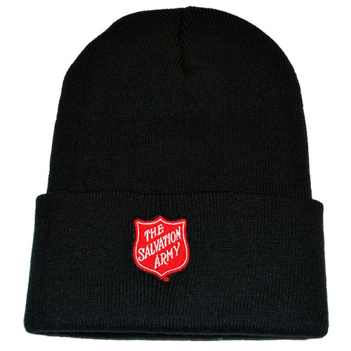 HAT KNIT  BLACK  W/SHIELD